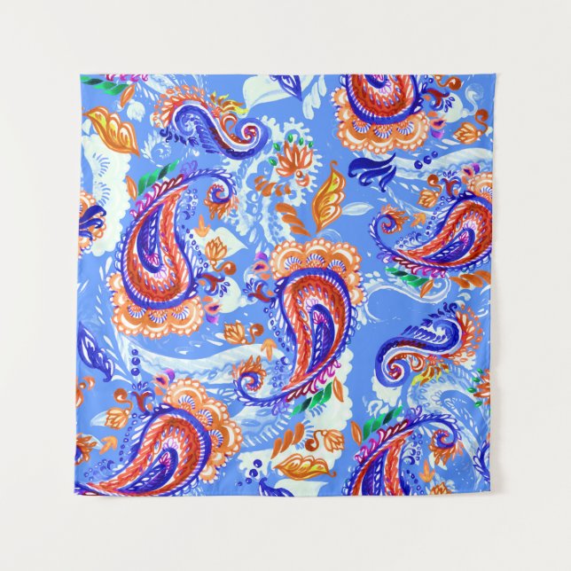 Colourful paisley seamless pattern tapestry (Front)