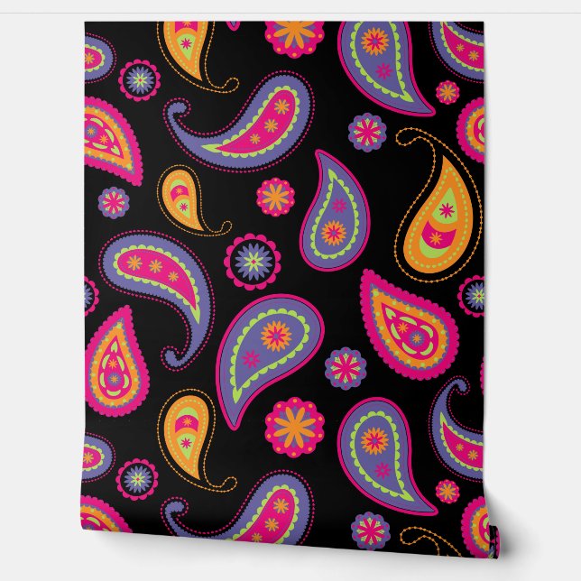 Colourful Paisley seamless Pattern Wallpaper (Unrolling)