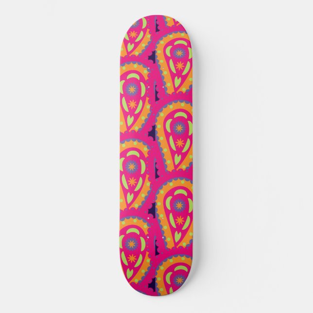 Colourful Paisley Skateboard (Front)