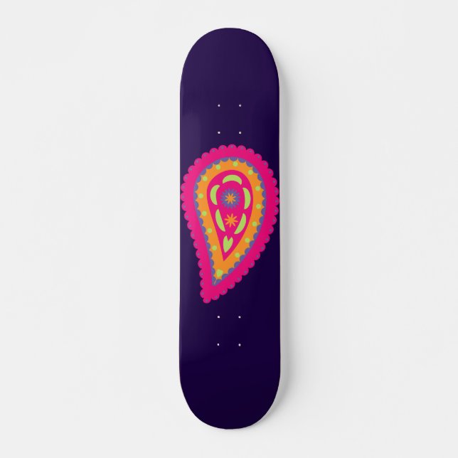 Colourful Paisley Skateboard (Front)
