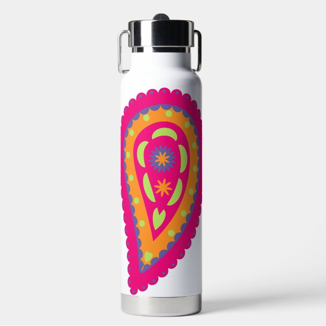 Colourful Paisley Water Bottle (Front)