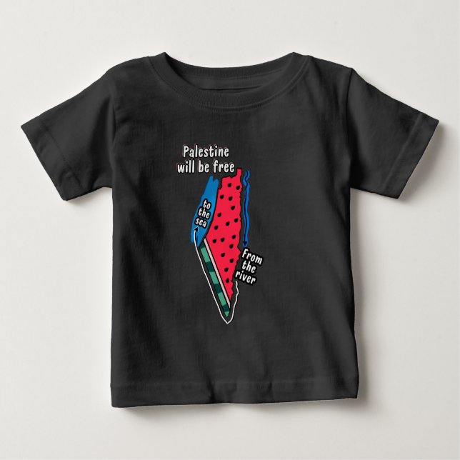 colourful palestine watermelon map graphic design baby T-Shirt (Front)