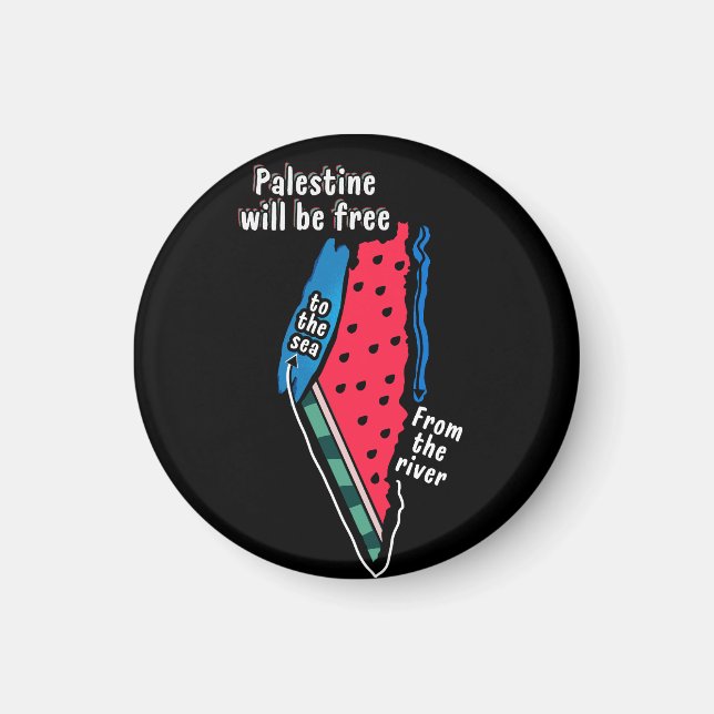 colourful palestine watermelon map graphic design magnet (Front)
