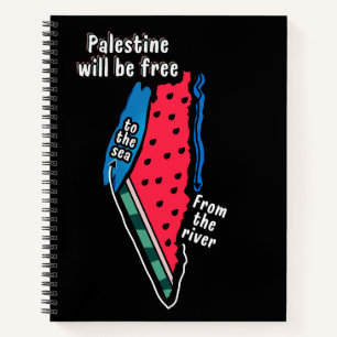 colourful palestine watermelon map graphic design notebook