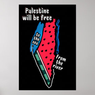 colourful palestine watermelon map graphic design poster