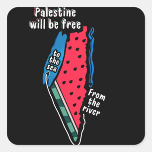 colourful palestine watermelon map graphic design square sticker