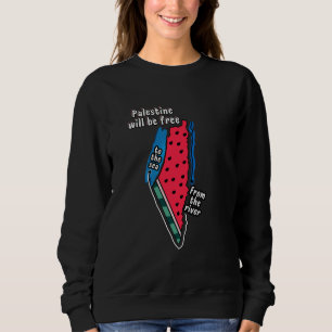 colourful palestine watermelon map graphic design sweatshirt