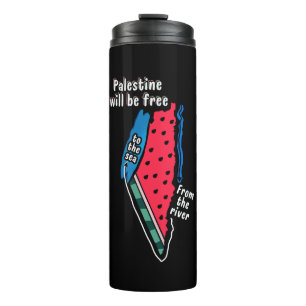 colourful palestine watermelon map graphic design thermal tumbler
