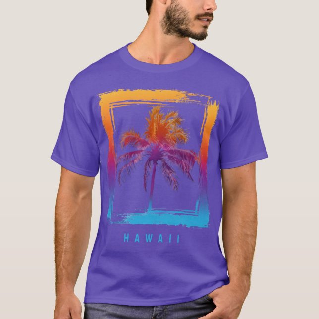 Colourful Palm Hawaii Tropical Vibes Oversized T-Shirt (Front)