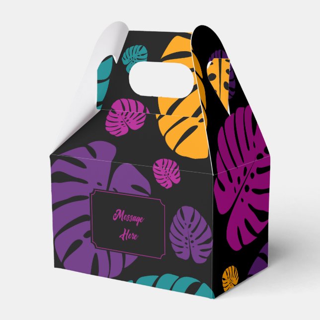 Colourful Palm Leaves Favour Box (Front Side)