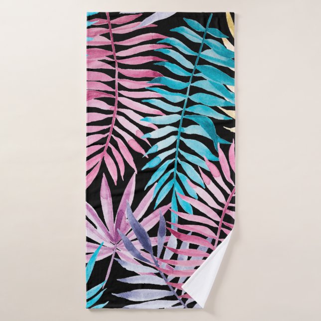 Colourful palm leaves pattern bath towel (Bath Towel)