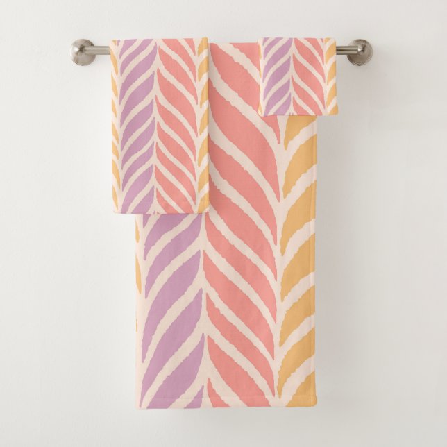 Colourful Palm Leaves Pattern Bath Towel Set (Insitu)