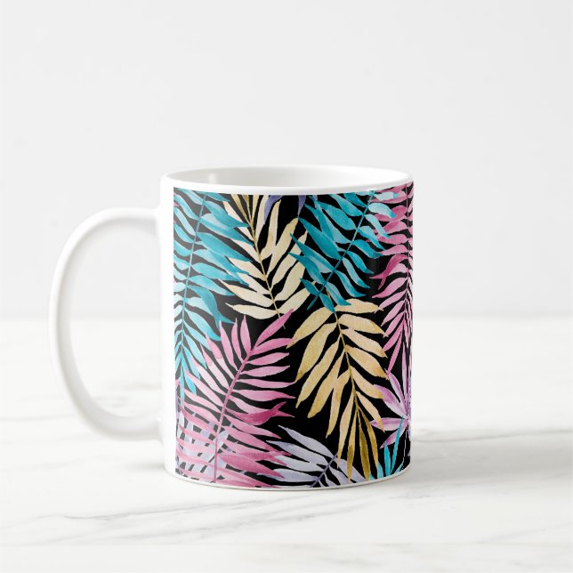 Colourful palm leaves pattern coffee mug (Left)