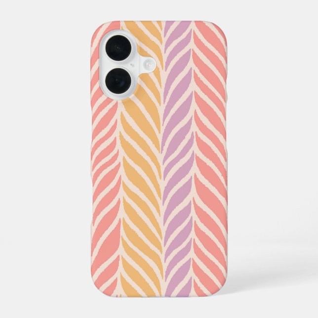 Colourful Palm Leaves Pattern iPhone 16 Case (Back)