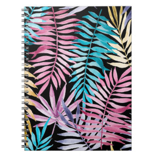 Colourful palm leaves pattern notebook