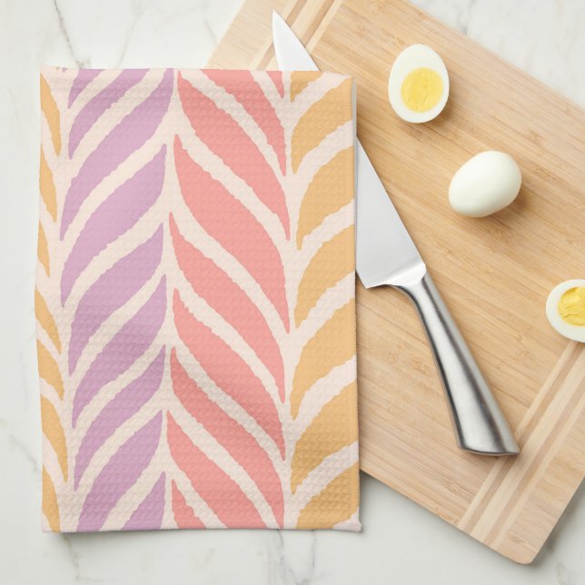 Colourful Palm Leaves Pattern Tea Towel (Quarter Fold)