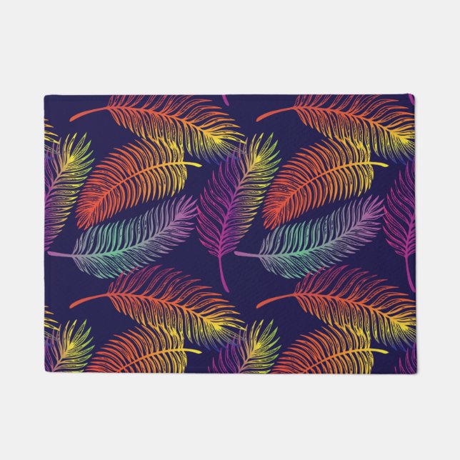 Colourful Palm Leaves Tropical Tree Summer Vibes Doormat (Front)