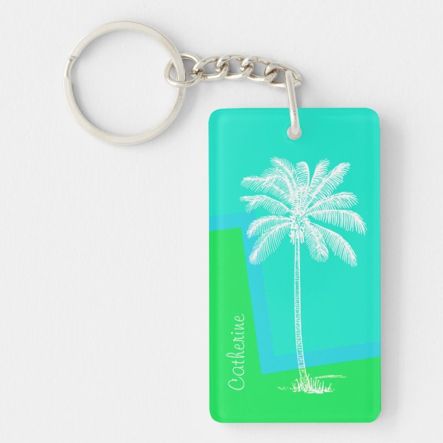 Colourful Palm Tree Custom Key Chain (Front)