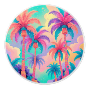 Colourful Palm trees Ceramic Knob
