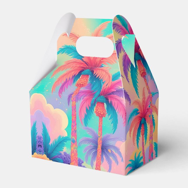 Colourful Palm trees Favour Box (Front Side)