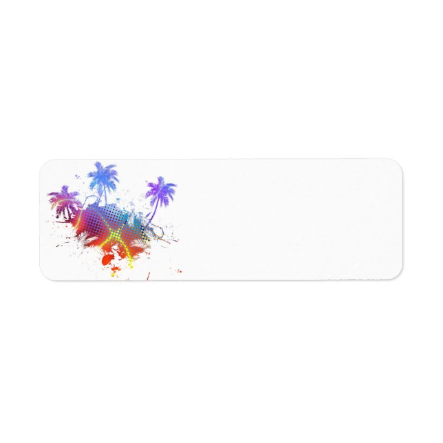 Colourful Palm Trees Illustration Return Address Label (Front)