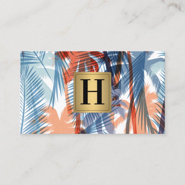 Colourful Palm Trees Pattern Business Card (Front)