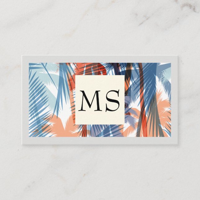 Colourful Palm Trees Pattern Business Card (Front)