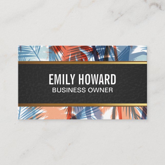 Colourful Palm Trees Pattern | Natural Business Card (Front)