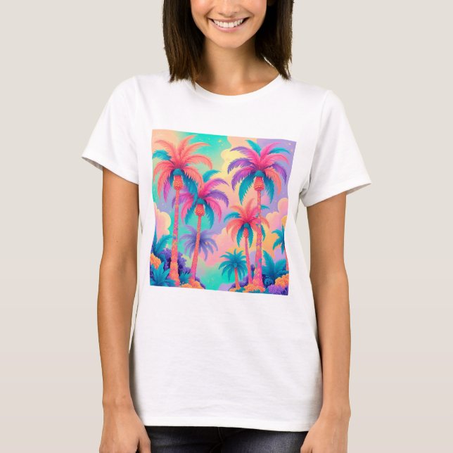Colourful Palm trees T-Shirt (Front)