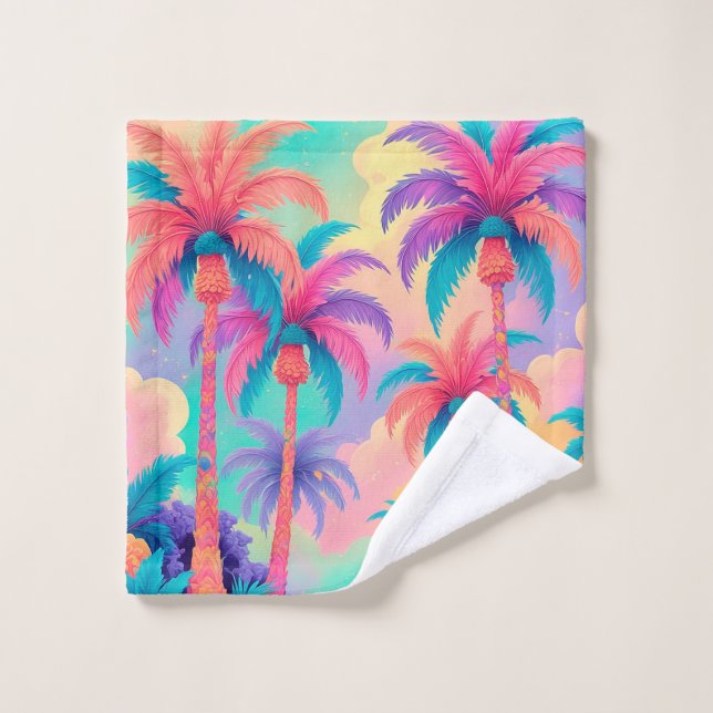 Colourful Palm trees Wash Cloth (Wash Cloth)