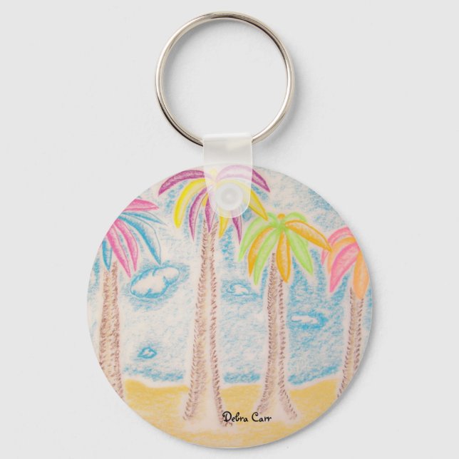 Colourful Palms-keychain Key Ring (Front)