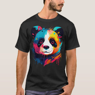 Colourful Panda Cute Animal Lover Splash Art T-Shirt