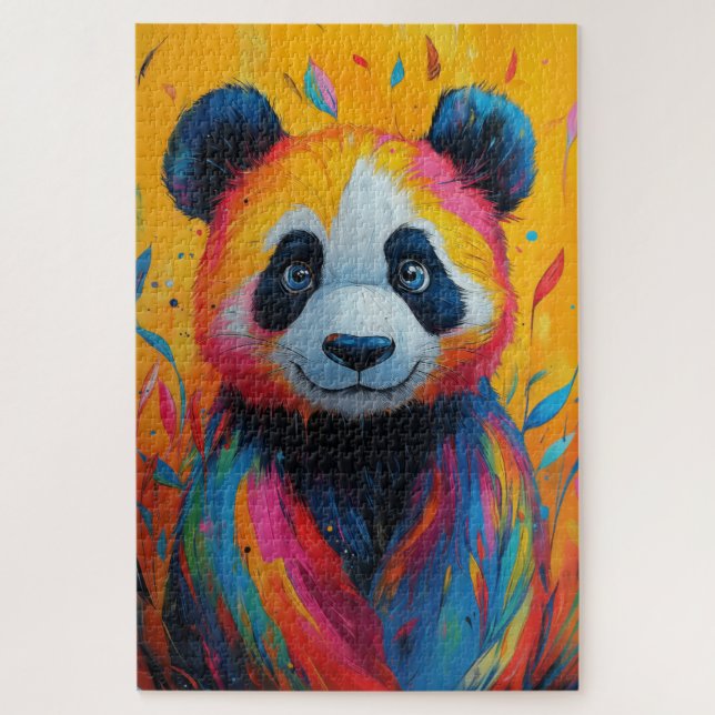 Colourful panda portrait jigsaw puzzle (Vertical)