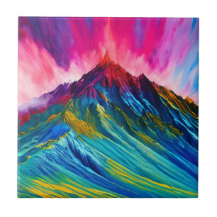 Colourful panoramic mountain ceramic tile