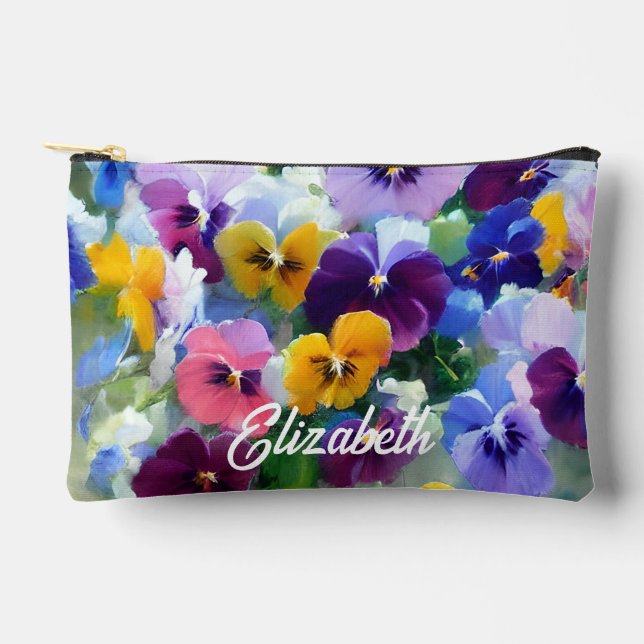 Colourful Pansies  Accessory Pouch (Front)