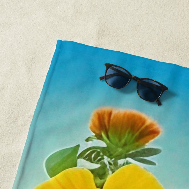 Colourful Pansies -AI ART Beach Towel (In Situ)