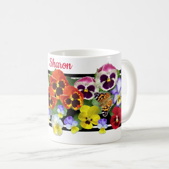 Colourful Pansies Coffee Mug (Front Right)