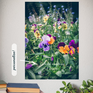 Colourful pansies in a summer country garden poster