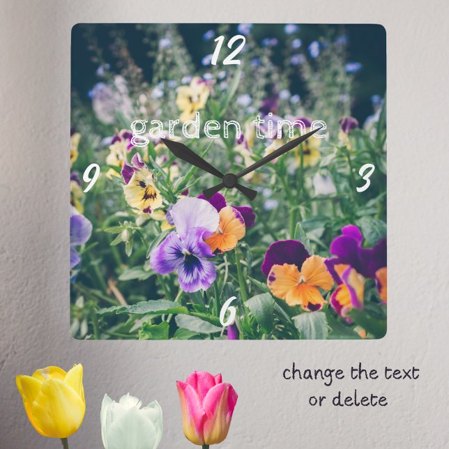Colourful pansies in a summer country garden square wall clock (Creator Uploaded)