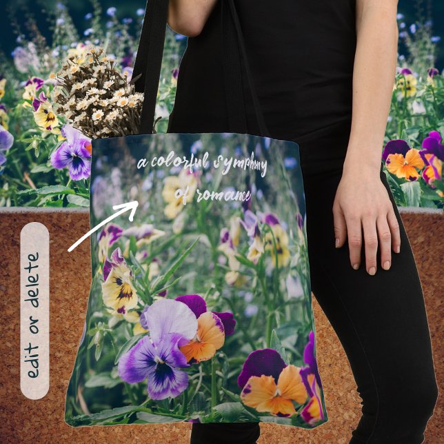 Colourful pansies in a summer country garden tote bag (Creator Uploaded)