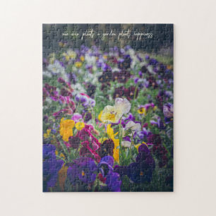 Colourful pansies in bloom in the country garden jigsaw puzzle