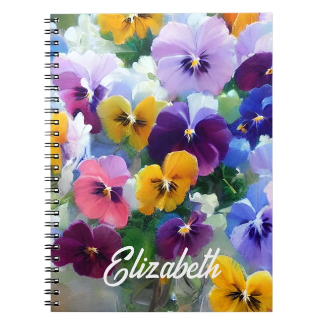 Colourful Pansies  Notebook (Front)