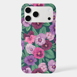 Colourful pansies on dark greenish blue