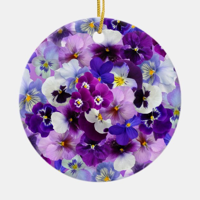 Colourful Pansies, Pretty Flowers, Ceramic Ornament (Front)