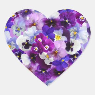 Colourful Pansies, Pretty Flowers, Heart Sticker