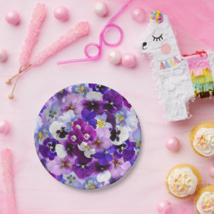 Colourful Pansies, Pretty Flowers, Paper Plate