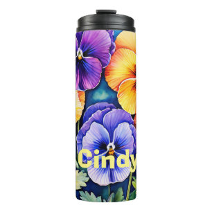 Colourful Pansies Thermal Tumbler