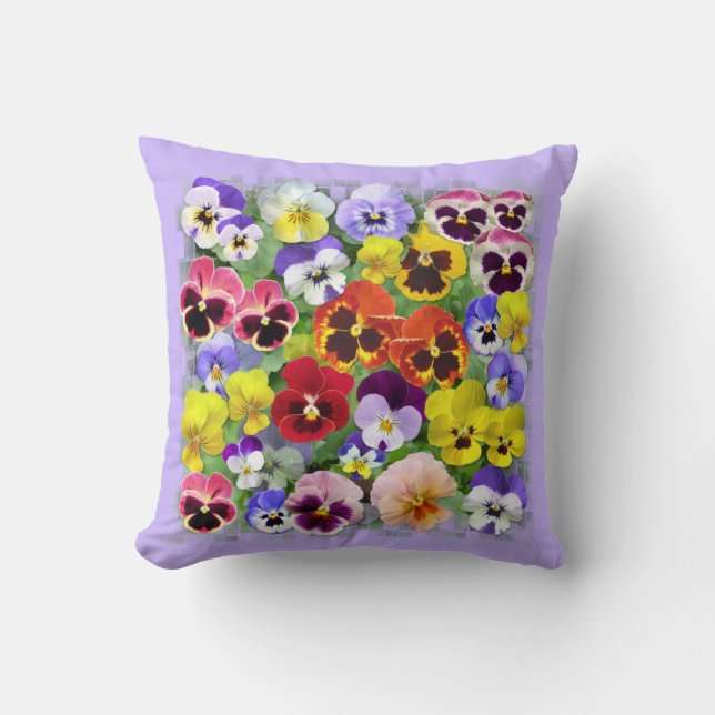 Colourful Pansies Throw Pillow (Front)