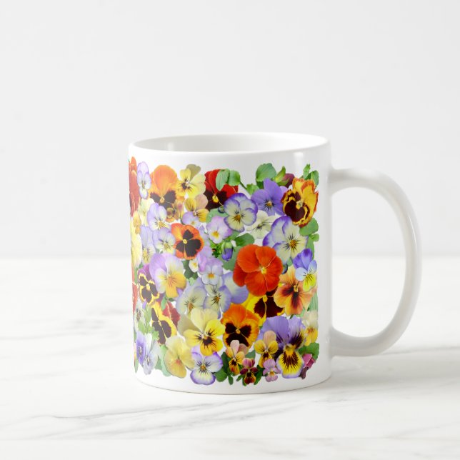Colourful Pansy Collage Coffee Mug (Right)