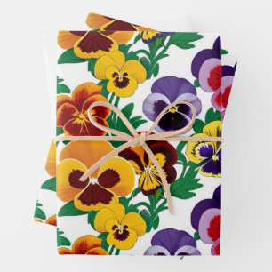 Colourful Pansy Flowers Wrapping Paper Sheet